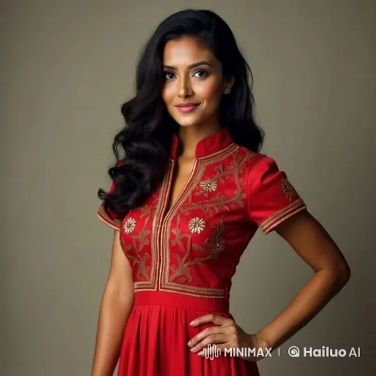 Woman in Red: Graceful Walk with Admiring Onlookers – AI Generated Video | Hailuo AI