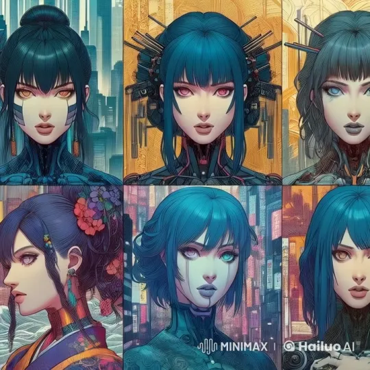 Live2D Animation: Futuristic Girl Warriors in Traditional Japanese Fusion – AI Generated Video | Hailuo AI