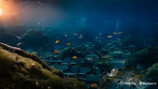 Submerged Tokyo: Serene Underwater World with Fish – AI Generated Video | Hailuo AI