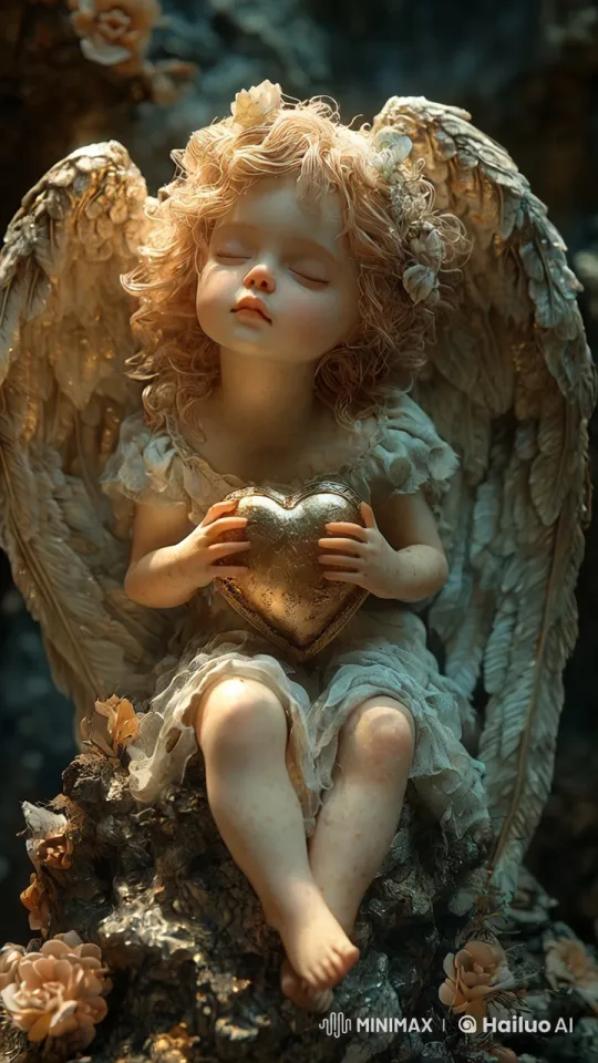 Mystical Angel with Glowing Heart in Enchanted Forest – AI Generated Video | Hailuo AI