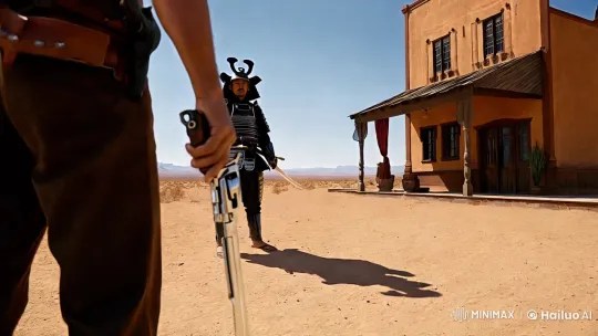 Samurai vs. Cowboy: Duel in the Desert – AI Generated Video | Hailuo AI