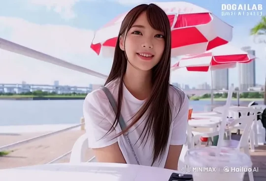 Animated Woman Enjoying a Café by the River – AI Generated Video | Hailuo AI