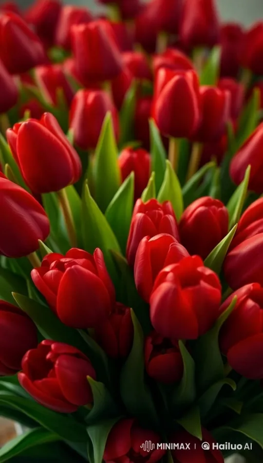 4K Live2D Close-up of Vibrant Red Tulips in Slow Motion – AI Generated Video | Hailuo AI