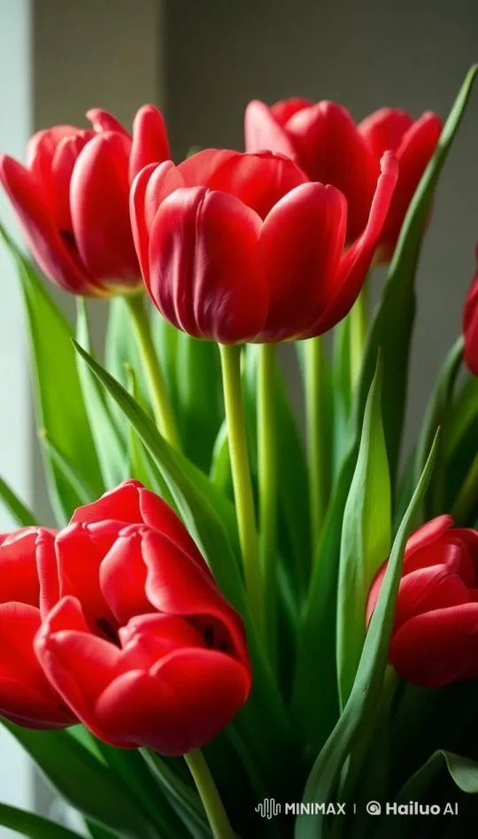 Vibrant Red Tulips in Stunning 4K Slow Motion – AI Generated Video | Hailuo AI