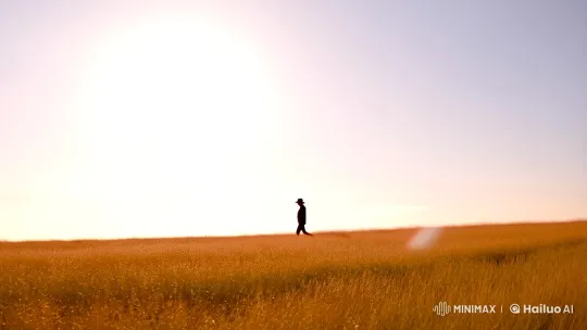 Solitary Figure in Vast Golden Field – AI Generated Video | Hailuo AI