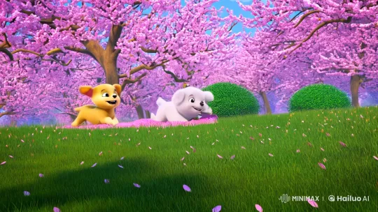Cherry Blossoms, Puppies, and the Joy of Friendship – AI Generated Video | Hailuo AI