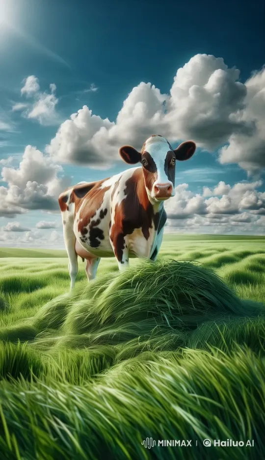 Live2D Animated Cow Moves from Grass to Road – AI Generated Video | Hailuo AI