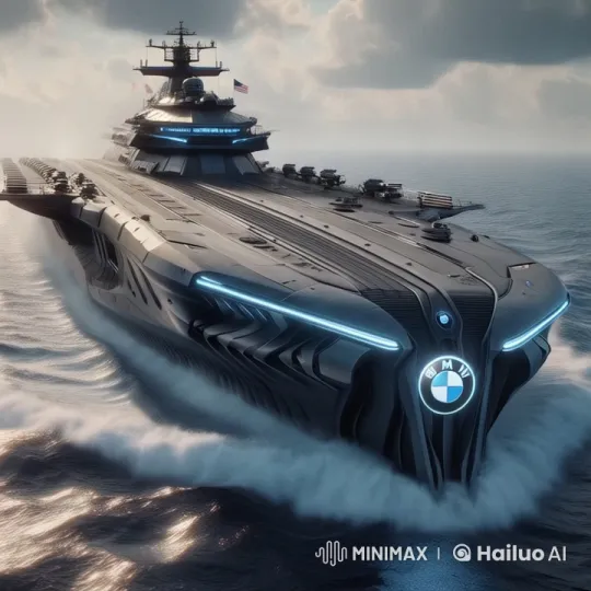 Futuristic BMW Ship Navigates Stormy Seas – AI Generated Video | Hailuo AI