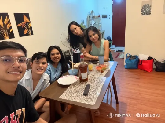 Friends Enjoy Animated Fight in Cozy Minimalist Room – AI Generated Video | Hailuo AI