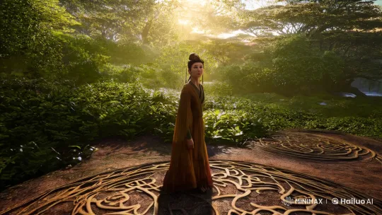Harmonious Figure in a Lush, Sunlit Landscape – AI Generated Video | Hailuo AI