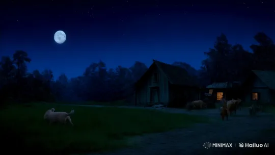 Night Terror in a Serene Village – AI Generated Video | Hailuo AI