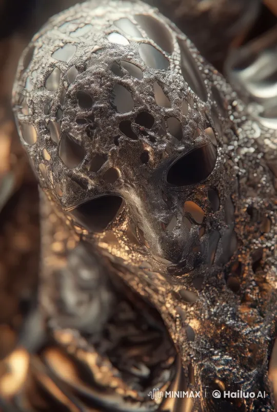 Mysterious Figure with Intricate Metallic Mask – AI Generated Video | Hailuo AI