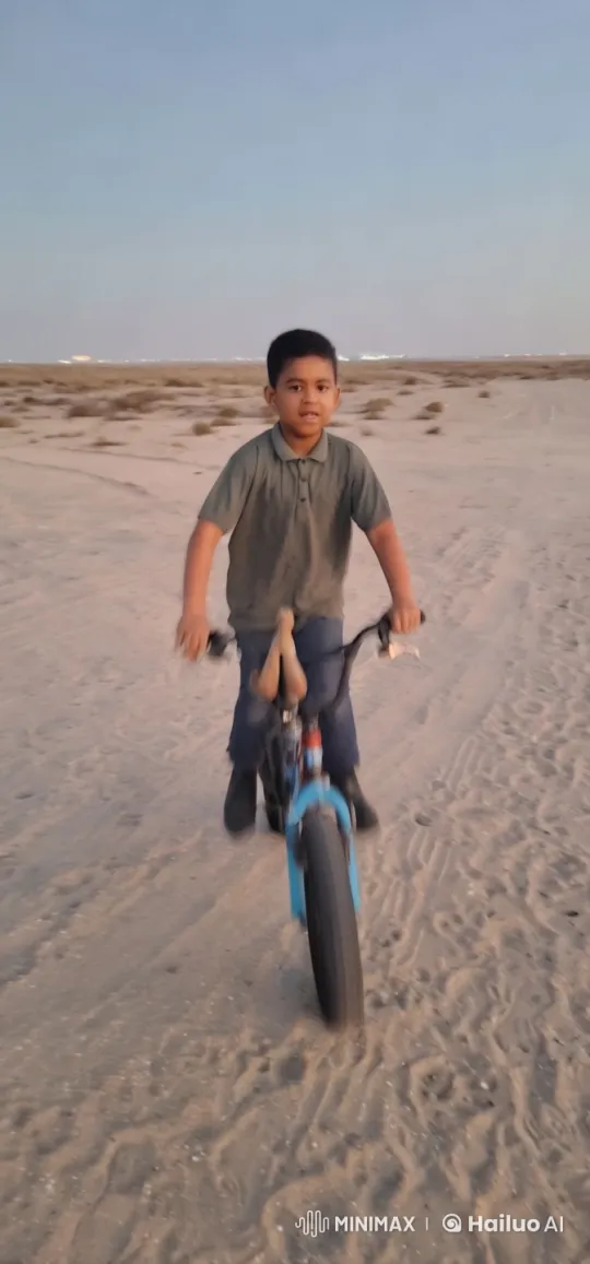 Child Pedals Through Explosions in Desolate Landscape – AI Generated Video | Hailuo AI