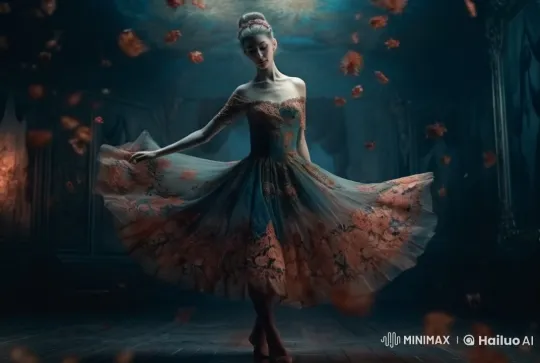 Moonlit Ballet: Graceful Dancer in Enchanted Petals – AI Generated Video | Hailuo AI