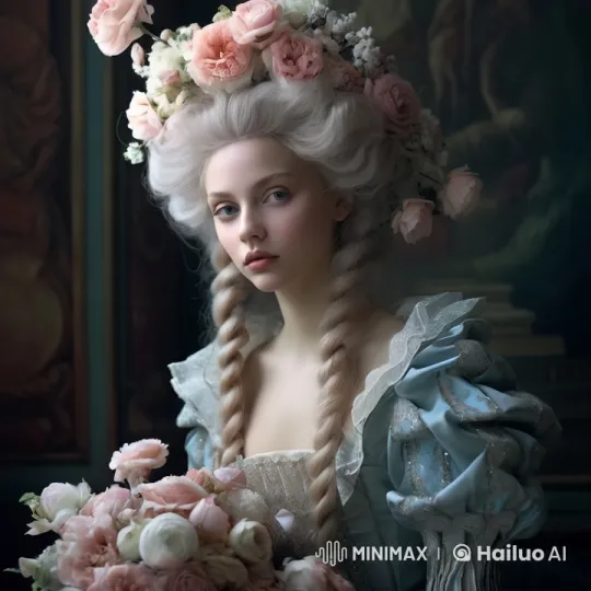 Elegant Woman Adorns Herself with Roses – AI Generated Video | Hailuo AI