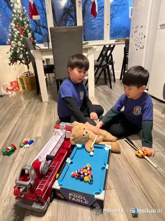 Children Play Kung Fu in Festive Home Setting – AI Generated Video | Hailuo AI