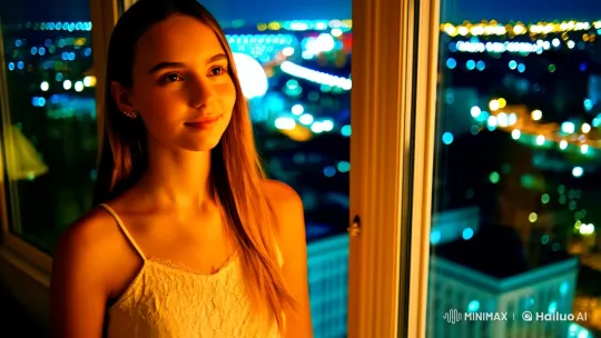 Introspective Beauty in Twilight Cityscape – AI Generated Video | Hailuo AI