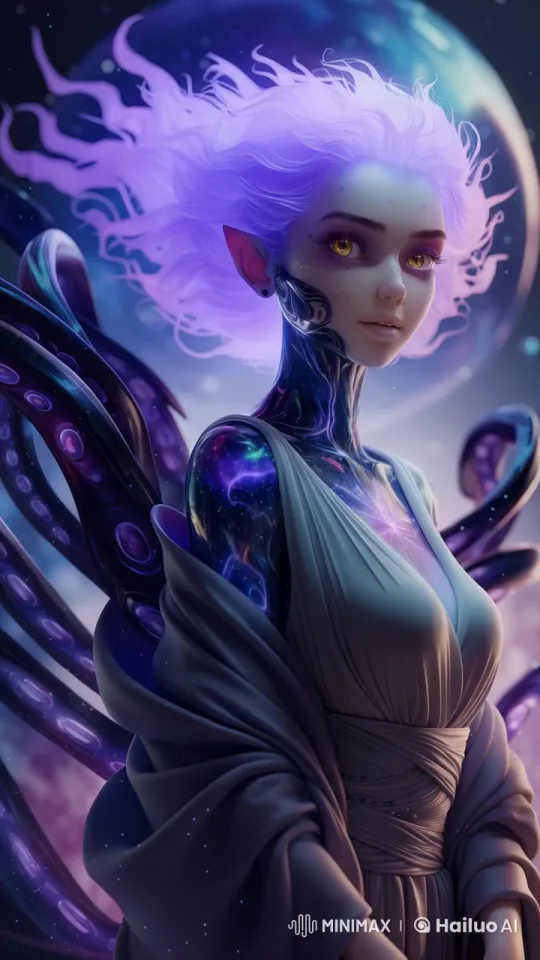 Cosmic Being Transforms into Eldrige Goddess – AI Generated Video | Hailuo AI