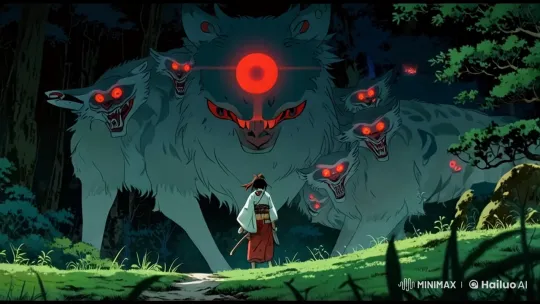 Lone Warrior Faces Wolf Spirits in Distorted Feudal Japan-Byzantine Fusion World – AI Generated Video | Hailuo AI