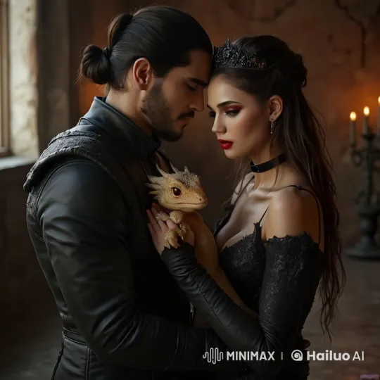 Intimate Fantasy: Medieval Couple with Baby Dragon – AI Generated Video | Hailuo AI