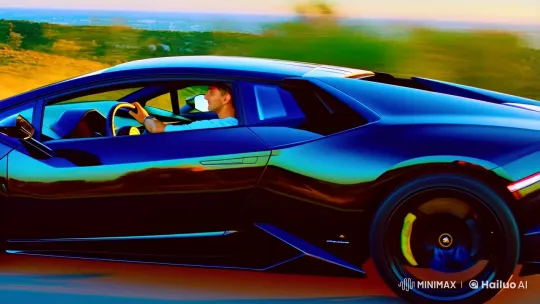 Sleek Lamborghini Drive with Sunset Backdrop – AI Generated Video | Hailuo AI