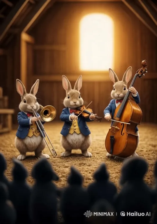 Valentine's Day Celebration by Trio of Bunnies Musicians – AI Generated Video | Hailuo AI