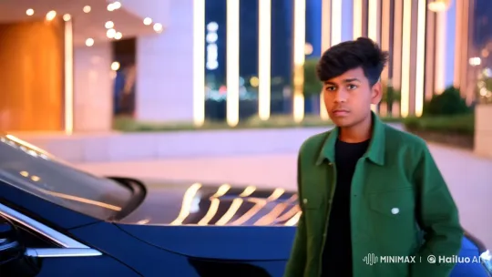 Young Man Showcases Mercedes in Luxurious Urban Setting – AI Generated Video | Hailuo AI