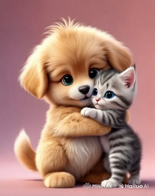 Cat and Dog Conclude Joyful Adventure with Sunset Finale – AI Generated Video | Hailuo AI
