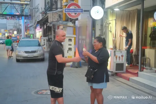 Martial Arts Battle on Bustling Walking Street – AI Generated Video | Hailuo AI
