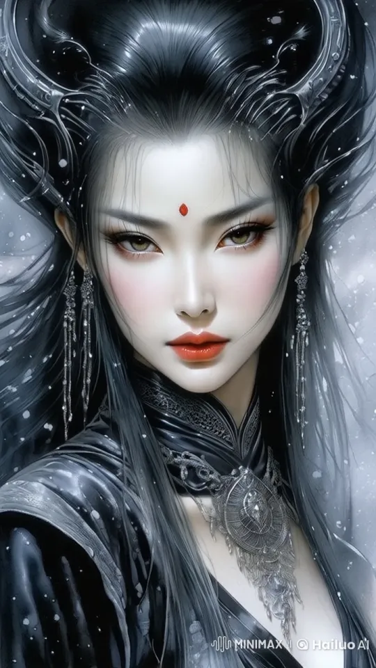Fantasy Woman in Animated Serene Snowfall – AI Generated Video | Hailuo AI