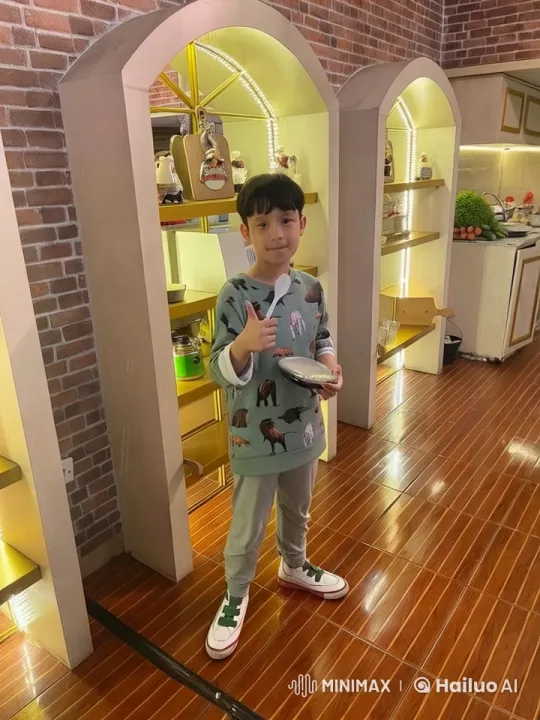 Young Boy Twerks in Kitchen with Decorative Ambiance – AI Generated Video | Hailuo AI