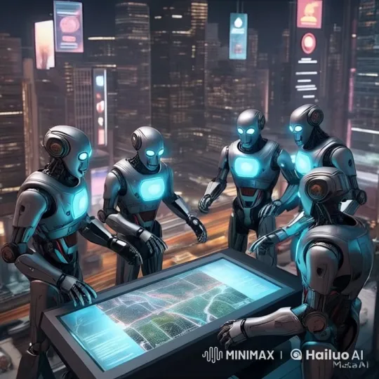 Futuristic Robots Engage in Gunfight Over Digital Map – AI Generated Video | Hailuo AI