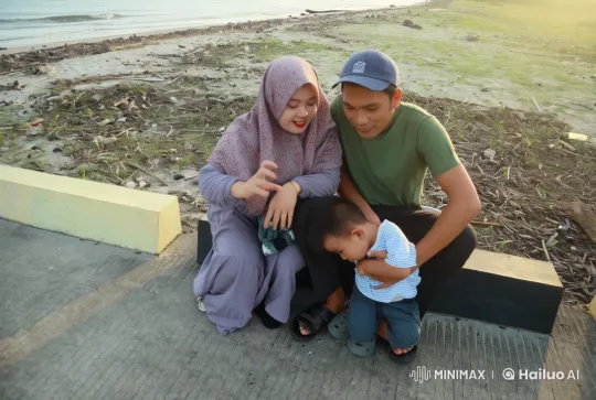 Family Performs Martial Arts in Live2D Beach Scene – AI Generated Video | Hailuo AI