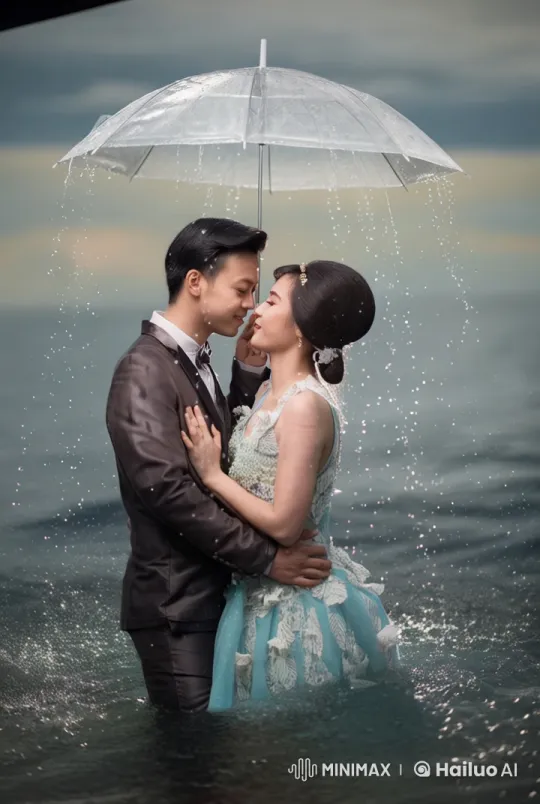 Romantic Couple Engages in Martial Arts in Live2D Ocean Scene – AI Generated Video | Hailuo AI
