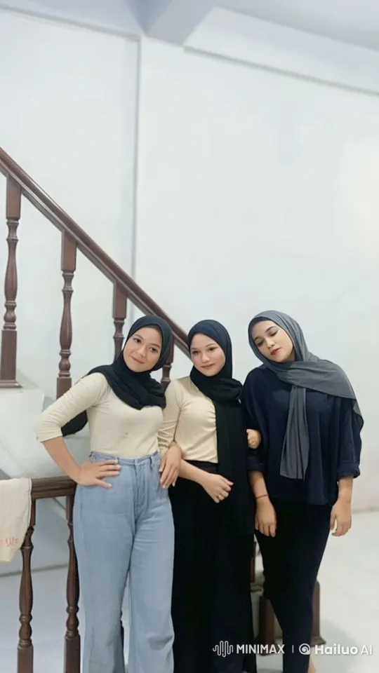 Women in Hijabs Perform Martial Arts Near Staircase – AI Generated Video | Hailuo AI