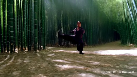 Aesthetic Kung Fu Master Showcases Grace in Bamboo Forest – AI Generated Video | Hailuo AI