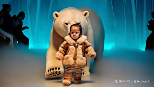 Inuit Baby and Polar Bear Grace Ethereal Runway – AI Generated Video | Hailuo AI