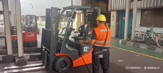Forklift Operator Showcases Martial Arts in Live2D Warehouse Scene – AI Generated Video | Hailuo AI