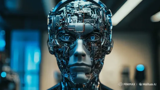 Cyborg Head Opens to Reveal Alien Face in Futuristic Lab – AI Generated Video | Hailuo AI