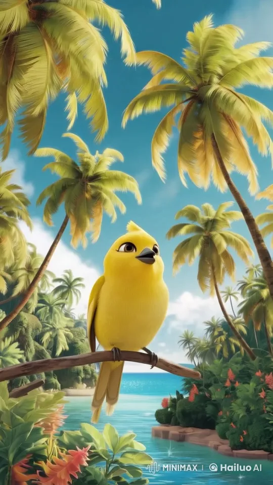 Live2D Animated Tropical Paradise with Singing Bird – AI Generated Video | Hailuo AI