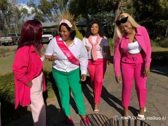 Women in Bright Outfits Engage in AK-47 Shootout in Park Setting – AI Generated Video | Hailuo AI