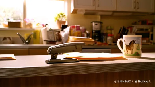 Office Worker Discovers Magic Stapler in Kitchen – AI Generated Video | Hailuo AI