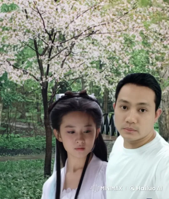 Traditional Couple Shares Intimate Kiss in Serene Park – AI Generated Video | Hailuo AI