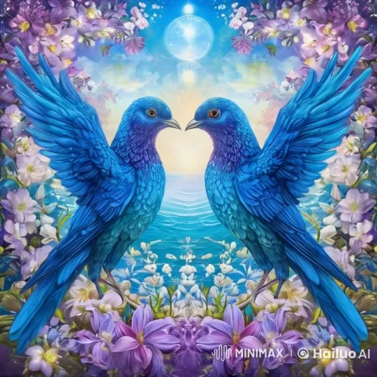 Magical Birds in Enchanted Garden with Celestial Sky – AI Generated Video | Hailuo AI