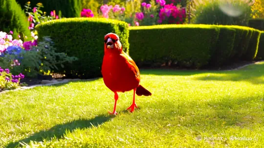Vibrant Bird Strolls Through Enchanted Garden – AI Generated Video | Hailuo AI