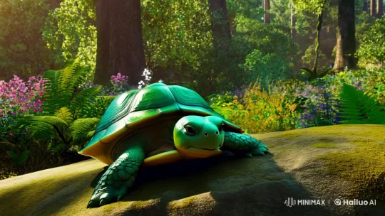 Tommy the Turtle in Serene Forest Setting – AI Generated Video | Hailuo AI