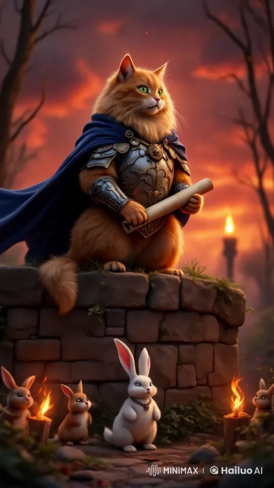 Regal Orange Cat in Armor Calls for Legendary Journey – AI Generated Video | Hailuo AI