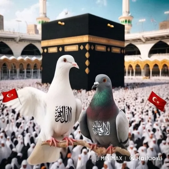 Doves Reflect Serenity Amid Pilgrims at Grand Mosque – AI Generated Video | Hailuo AI