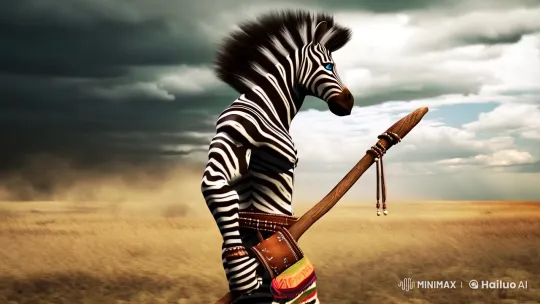 Anthropomorphic Warrior Zebra in Cinematic Savannah Setting – AI Generated Video | Hailuo AI
