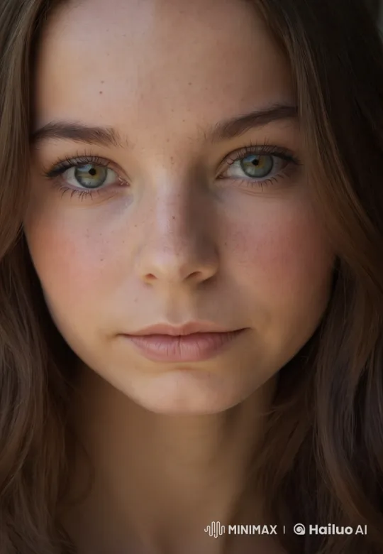 Woman Suppresses Smile, Showcases Playful Demeanor – AI Generated Video | Hailuo AI
